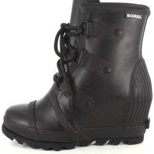 Womens Sorel Joan Rain Wedge Lace Up Snow Winter Mid Heel Rubber Boots